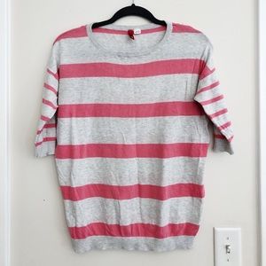 3/4 sleeve stripped sweater